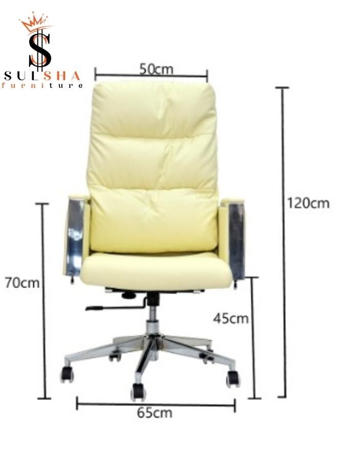 SULSHA Executive Computer Desk Chair for Office and with headrest back comfort and lumbar support Beige  - Image 3
