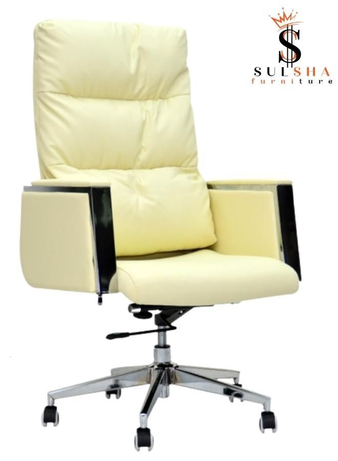SULSHA Executive Computer Desk Chair for Office and with headrest back comfort and lumbar support Beige  - Image 1