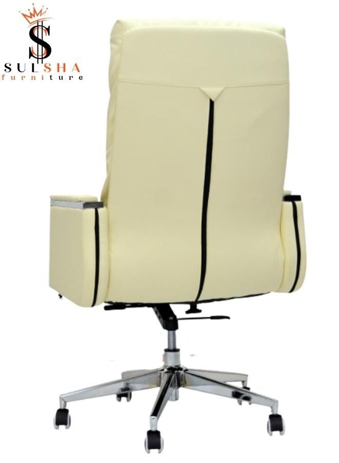 SULSHA Executive Computer Desk Chair for Office and with headrest back comfort and lumbar support Beige  - Image 2