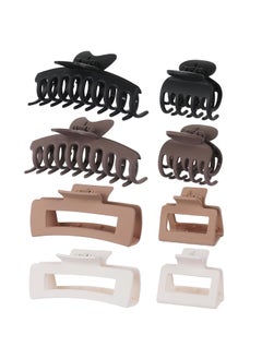 8 Pcs Large Medium and Small Hair Accessories for Women and Girls  Thick and Thin Hair Clips in 4 Styles Claw Rectangle Square Butterfly Brown