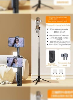 Haidue Aluminum Alloy Selfie Stick Phone Stabilizer 360° Rotating Multifunctional Portable Tripod 170cm with Wireless Remote Control Phone Holder and Beauty LED Light Suitable for All Cell Phones  - Image 2