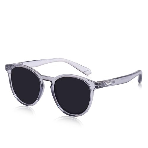 Dervin UV Protected Full Rim Round Polarized Sunglasses for Men & Women (Grey-Black) - Image 3