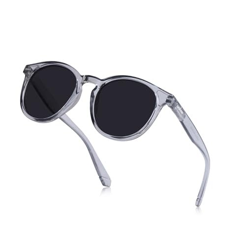 Dervin UV Protected Full Rim Round Polarized Sunglasses for Men & Women (Grey-Black) - Image 1