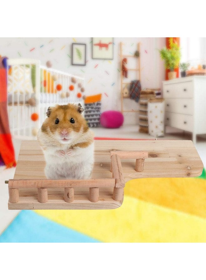 EECOO Birdcage Stands Hamster Climbing Platform, Wooden Rest Platform with Railing Small Pet Wooden Toys for Guinea Pig Chinchilla Small Animals Climbing - Image 3