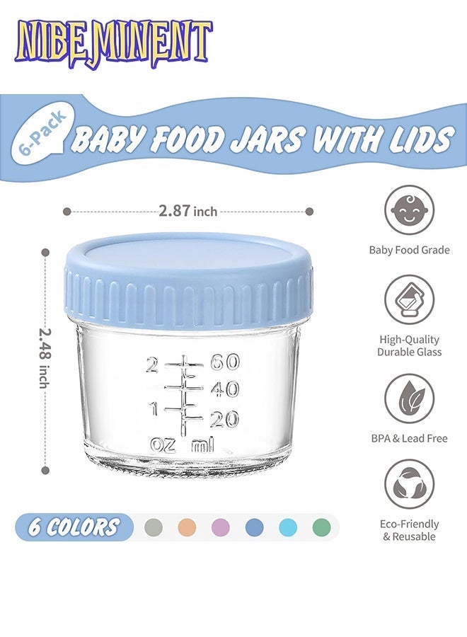 NIBEMINENT 6 Pack Glass Baby Food Storage Containers - 4 Oz Baby Food Jars with Lids Baby Food Maker Microwave Dishwasher Freezer Safe 100% Leak Proof BPA Free Reusable - Image 2