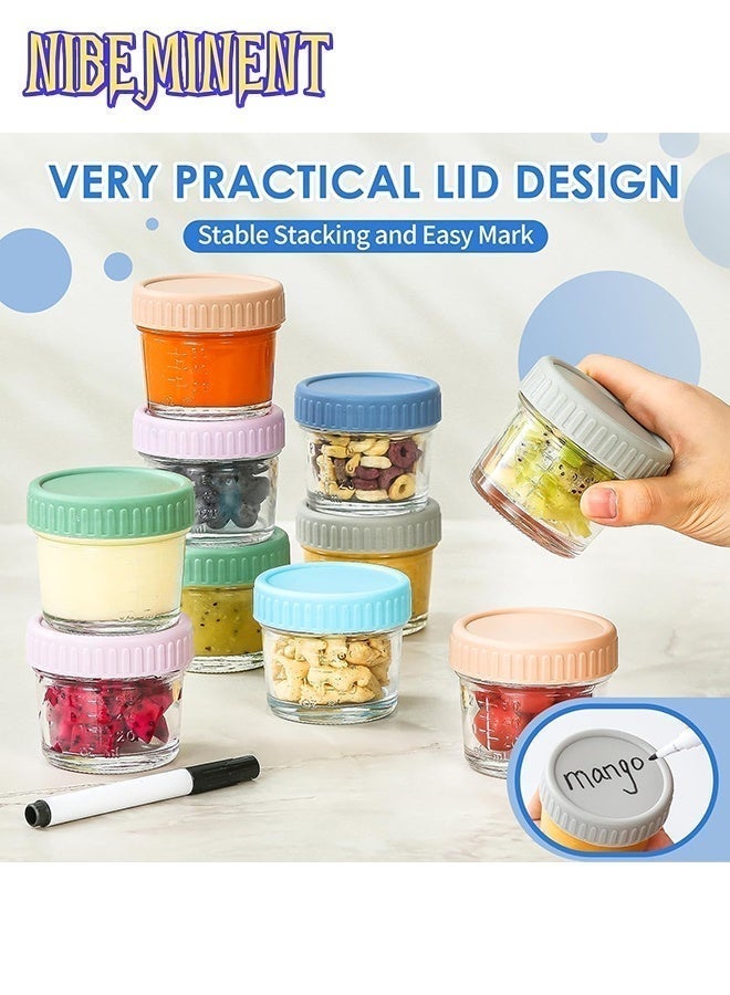 NIBEMINENT 6 Pack Glass Baby Food Storage Containers - 4 Oz Baby Food Jars with Lids Baby Food Maker Microwave Dishwasher Freezer Safe 100% Leak Proof BPA Free Reusable - Image 5