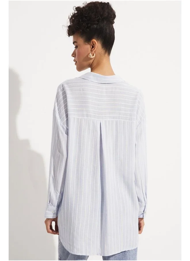 جون June Exclusive Striped Viscose Shirt