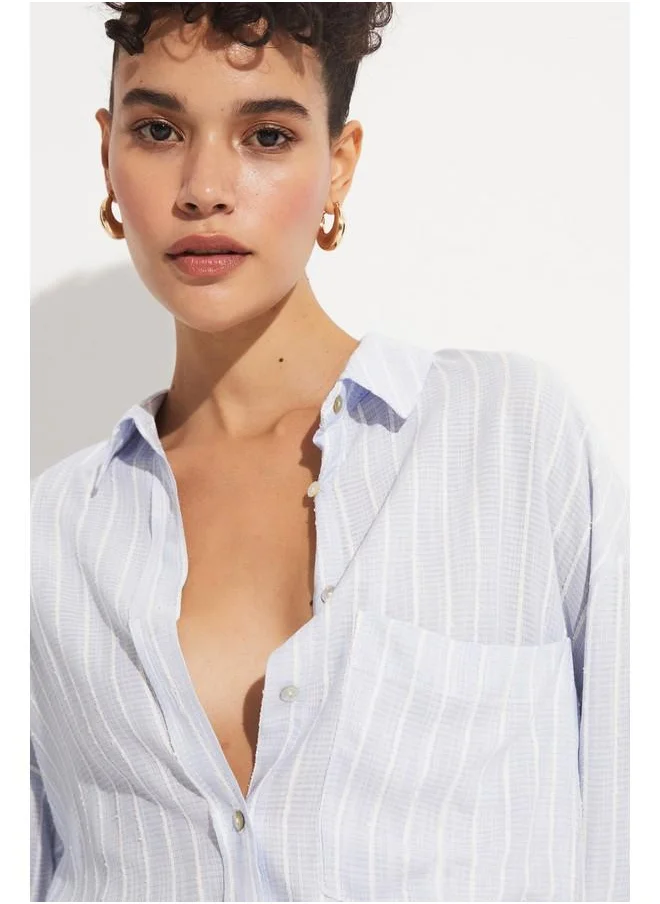 جون June Exclusive Striped Viscose Shirt