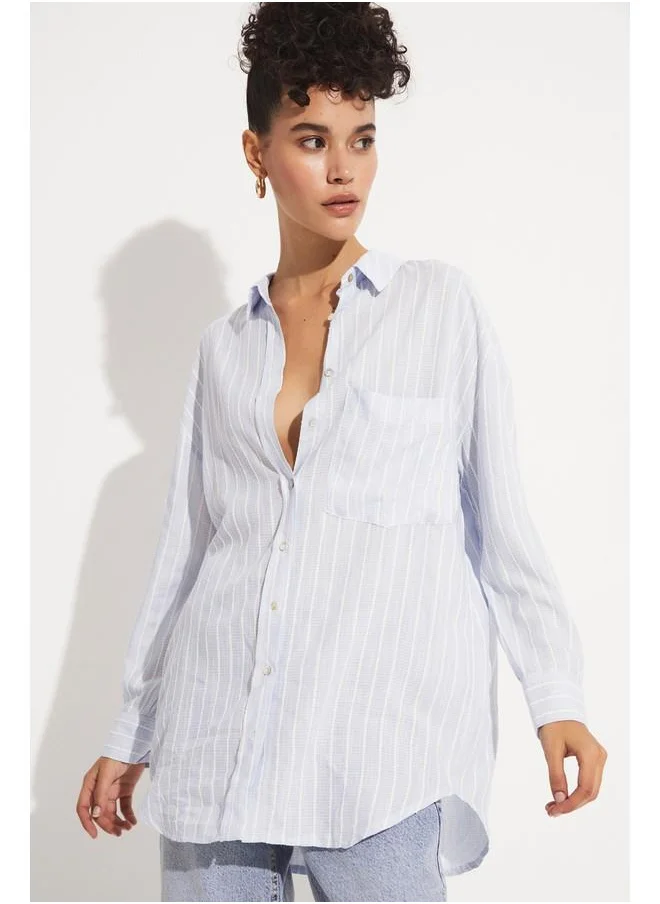 جون June Exclusive Striped Viscose Shirt