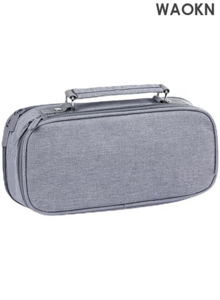 Large Capacity Pencil Case with Handle – Oversized School & Office Storage Organizer with 3 Compartments, Holds 1000 Pens, Pencils & Art Supplies – Durable Zippered  Pencil Pouch for Students, Teachers & Professionals"（grey）