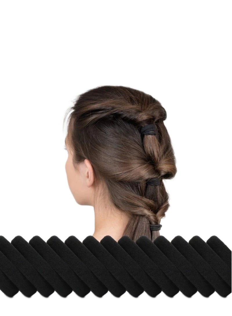 مجموعة من اساتك توك رابطة شعر 6-7 سم أسود مطاطية للبنات، 15 قطعة - Image 1