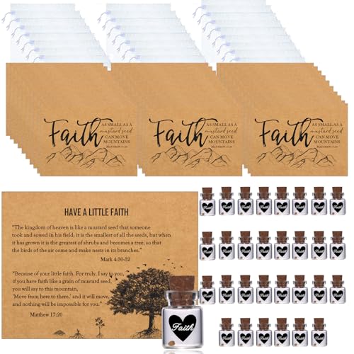 Qpige Bulk 30 Have a Little Faith Card Christian Gifts for Women School Church Wedding Baptism Unique Christian Religious Inspirational Gifts for Women MenHeart30 - Image 1