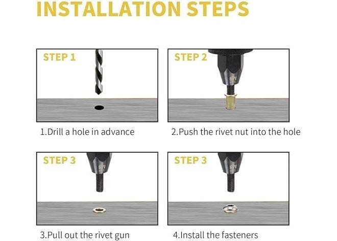 TheMujtaba صمولة ريفيت مطلية بالزنك برأس مسطح خيوط مترية ريفيت نوت، صمولة إدخال، صمولة ريفيت إدخال (عبوة من 100) (M8) - Image 5