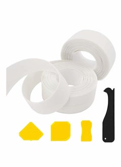 KASTWAVE Silicone Sealant Remover, 2 Rolls Bath Sealant Strip and 4 Silicone Scraper Tool, Bathtub Sealant Tape Waterproof Tape Sealant Caulk Tool  - Image 1
