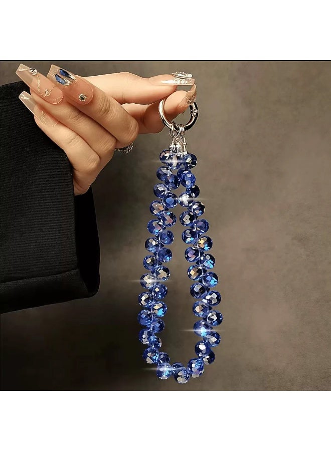 NIBEMINENT Super Cute Beaded Phone Charm – Trendy Phone Chain Wrist Strap, Shining Beads Chain Lanyard for Cell Phone