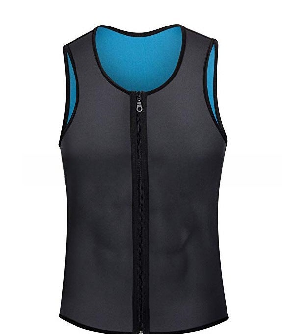 Mens Plus Size Shapewear Fitness Vest outer gray inner blue 