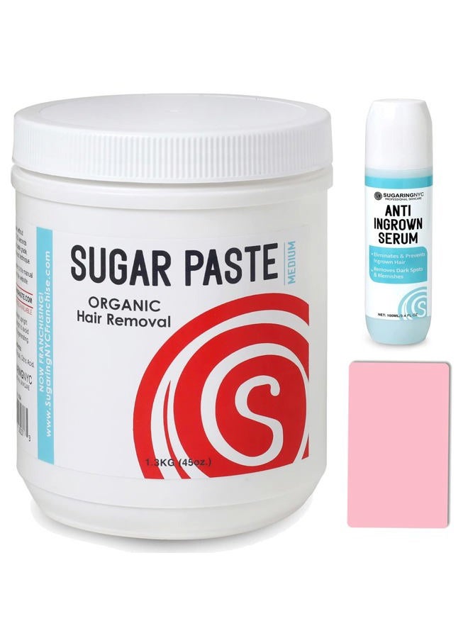 Sugaring NYC Sugaring Medium Paste for advanced sugaristas and professionals - Ideal for Speed technique with large body areas - Legs, Back bundle with Anti-Ingrown Hair solution and Sugaring Applicator - Image 1