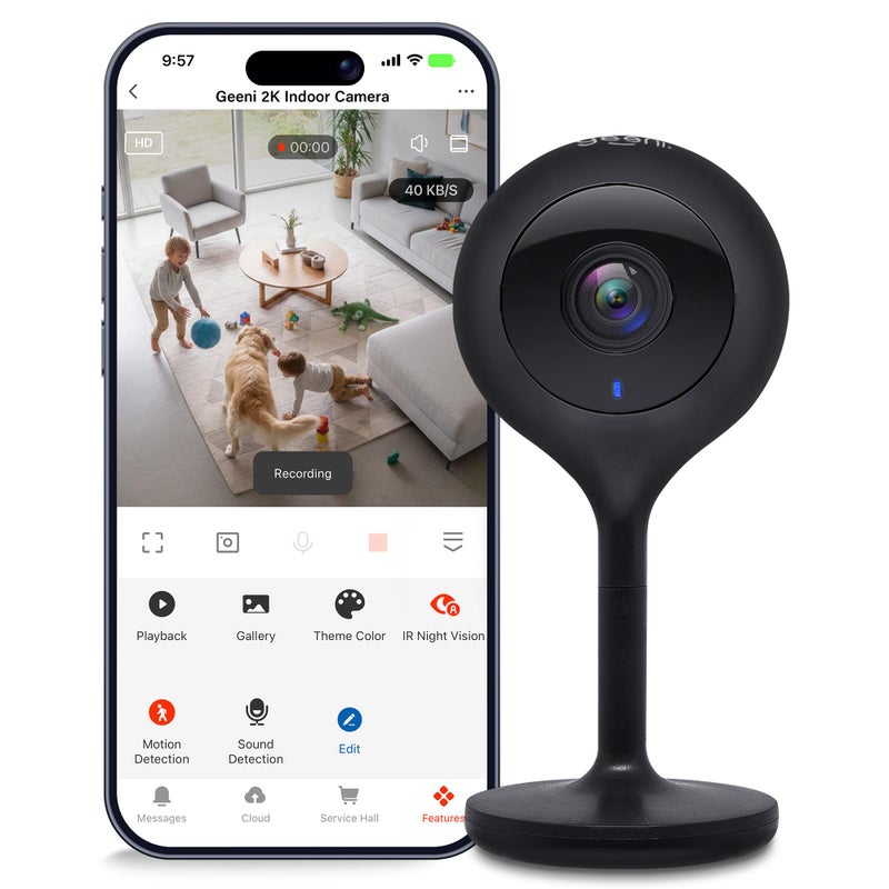 Geeni Look 2K 4MP Smart Indoor Security Camera 1440p Ultra HD WiFi Pet Baby Monitor with 2Way Audio Motion Detection Zones 10m Night Vision USBC Power Works with Alexa Google Assistant - Image 2
