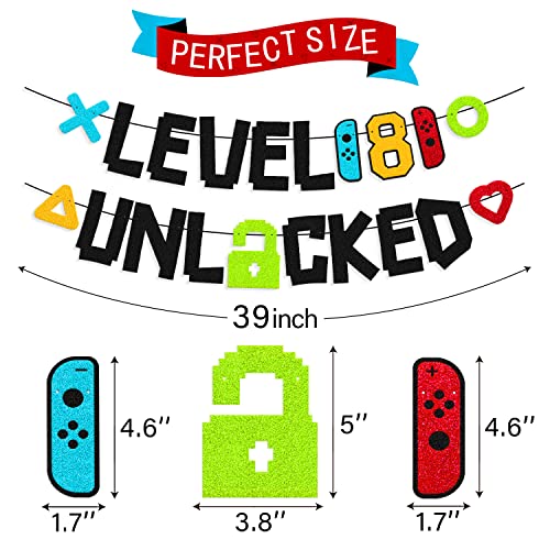 Festiko® Level 8th Unlocked Sign Banner Happy 8th Birthday Level Up Eighth Bday Party Decorations for Video Game Controller Themed Kids Boy Girl Birthday Event Celebration Supplies - Image 3