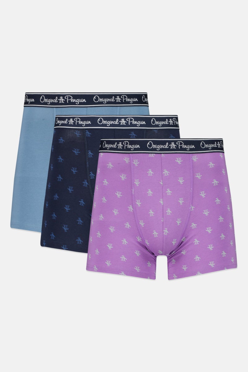 Original Penguin Men 3 Pieces All Over Print Boxer Briefs, Navy  - Image 1