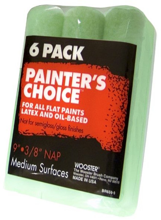 Wooster Brush BR659-9 Painter's Choice Roller Cover with .375-Inch Nap, 6-Pack, 9-Inch - Image 1