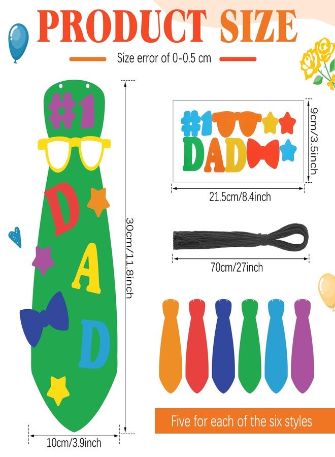 Dinifee 30 Sets Father's Day Craft Kit Dad DIY Tie Crafts Make Your Own Father's Necktie Craft Gifts Bulk for Art Activities Home Fathers Day Party Favor Supplies - Image 4