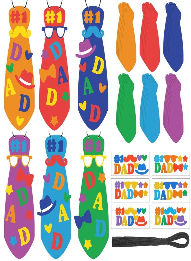 Dinifee 30 Sets Father's Day Craft Kit Dad DIY Tie Crafts Make Your Own Father's Necktie Craft Gifts Bulk for Art Activities Home Fathers Day Party Favor Supplies - Image 2