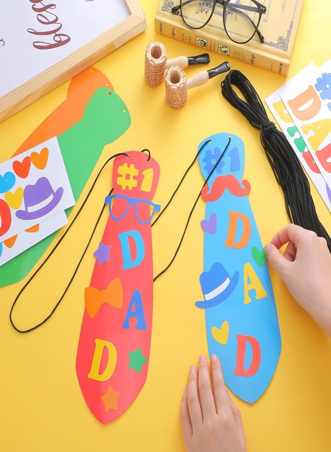 Dinifee 30 Sets Father's Day Craft Kit Dad DIY Tie Crafts Make Your Own Father's Necktie Craft Gifts Bulk for Art Activities Home Fathers Day Party Favor Supplies - Image 3