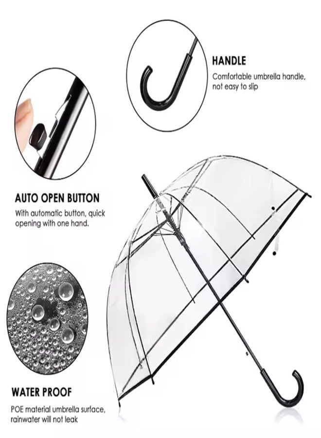 Mega Tree Kids Transparent Dome Umbrella, Button Open, Waterproof, Fun Prints, umbrella for girls and boys | Umbrella for travel and Rain (Heart) - Image 4