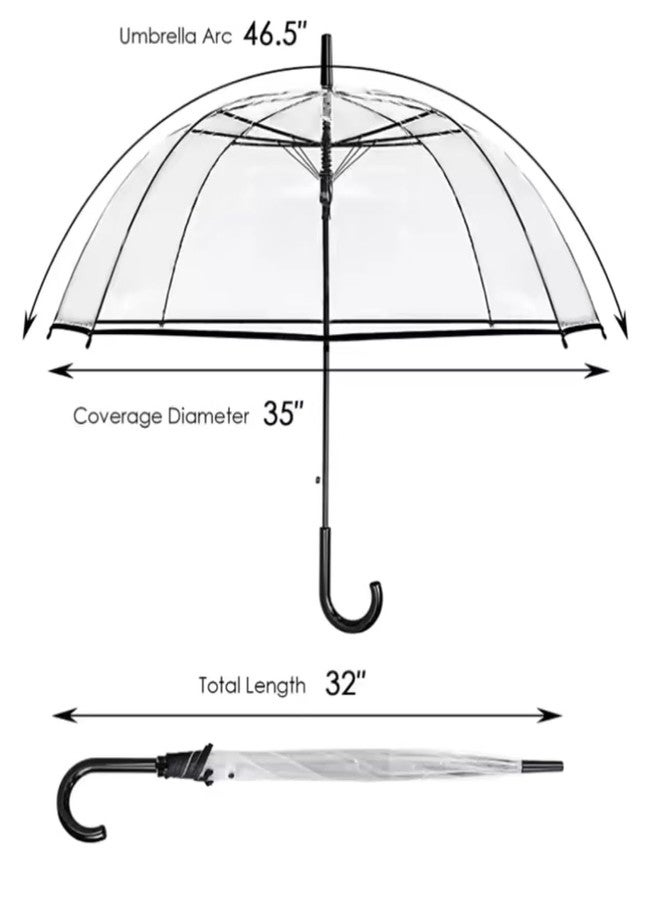 Mega Tree Kids Transparent Dome Umbrella, Button Open, Waterproof, Fun Prints, umbrella for girls and boys | Umbrella for travel and Rain (Heart) - Image 3