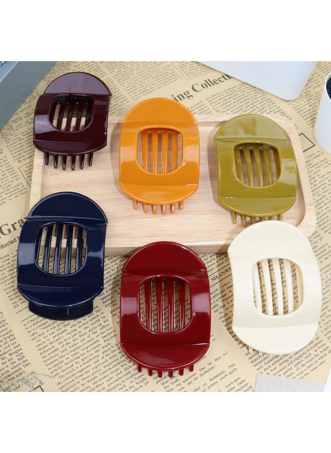 RC ROCHE ORNAMENT - 6 Pcs Womens Square Strong Grip Secure Hold Inner Teeth Styling Plastic Comfortable Curve No Slip Beauty Accessory Girls Ladies Claw Clamp Clip Medium Classic Multicolor - Image 1