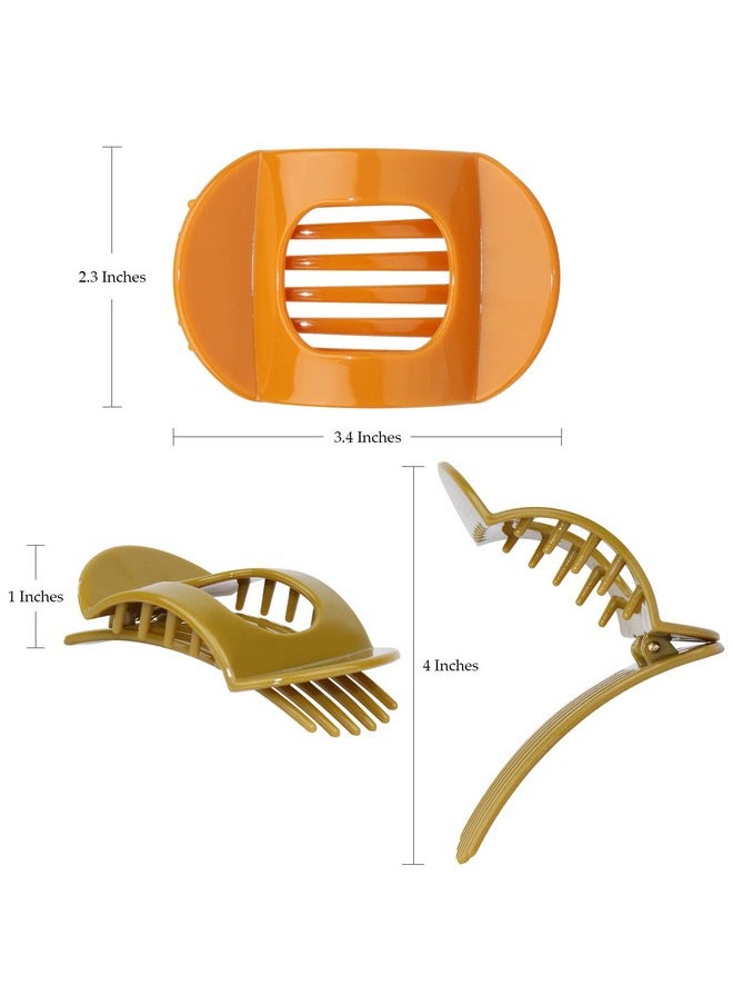 RC ROCHE ORNAMENT - 6 Pcs Womens Square Strong Grip Secure Hold Inner Teeth Styling Plastic Comfortable Curve No Slip Beauty Accessory Girls Ladies Claw Clamp Clip Medium Classic Multicolor - Image 1