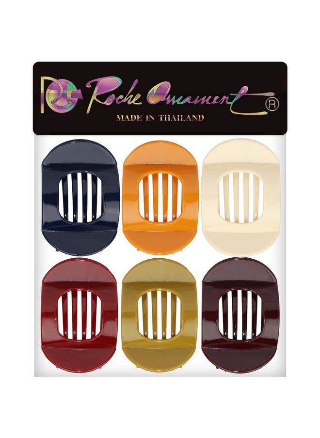 RC ROCHE ORNAMENT - 6 Pcs Womens Square Strong Grip Secure Hold Inner Teeth Styling Plastic Comfortable Curve No Slip Beauty Accessory Girls Ladies Claw Clamp Clip Medium Classic Multicolor - Image 1