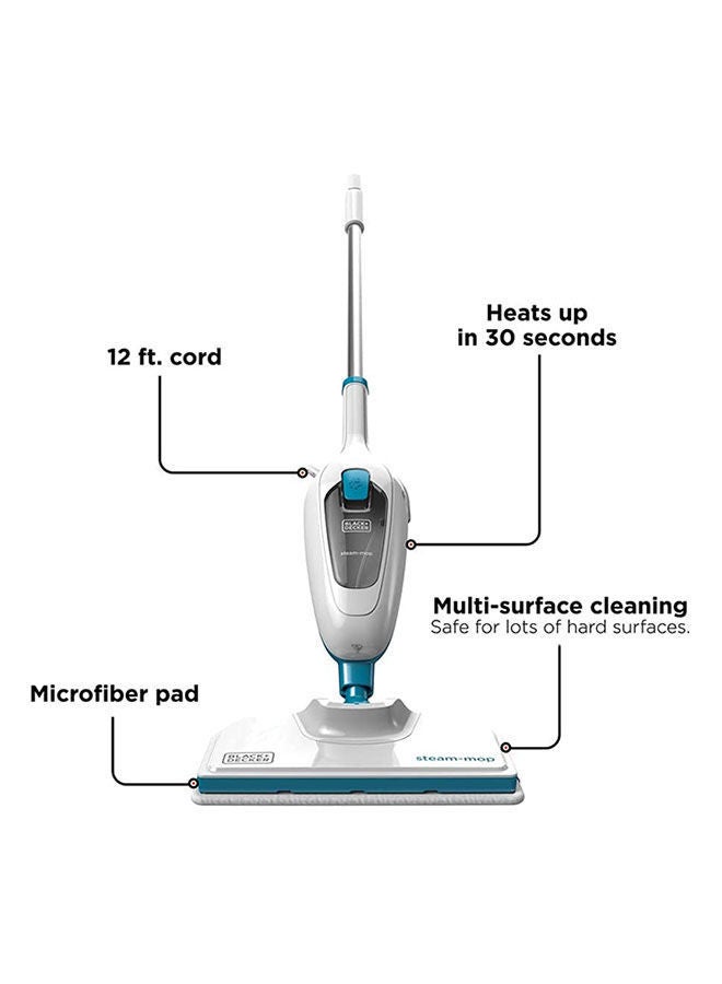 BLACK+DECKER Steam Mop, Superheated Steam, Microfiber Pad, 30 Sec Heat-Up, 14 Min Runtime, Chemical-Free, Safe for All Sealed Floors, ECO Friendly, 1300 W FSMH13E10-B5 White/Blue - Image 2