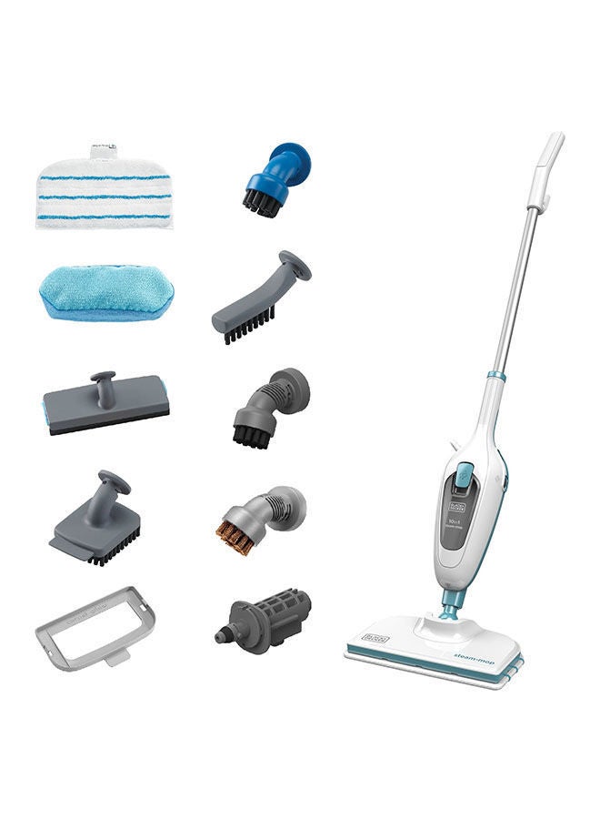 BLACK+DECKER Steam Mop, Superheated Steam, Microfiber Pad, 30 Sec Heat-Up, 14 Min Runtime, Chemical-Free, Safe for All Sealed Floors, ECO Friendly, 1300 W FSMH13E10-B5 White/Blue - Image 1