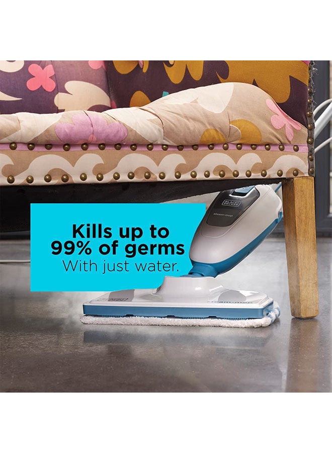 BLACK+DECKER Steam Mop, Superheated Steam, Microfiber Pad, 30 Sec Heat-Up, 14 Min Runtime, Chemical-Free, Safe for All Sealed Floors, ECO Friendly, 1300 W FSMH13E10-B5 White/Blue - Image 3