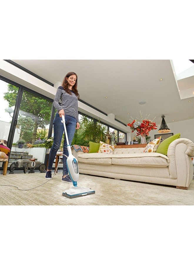 BLACK+DECKER Steam Mop, Superheated Steam, Microfiber Pad, 30 Sec Heat-Up, 14 Min Runtime, Chemical-Free, Safe for All Sealed Floors, ECO Friendly, 1300 W FSMH13E10-B5 White/Blue - Image 5