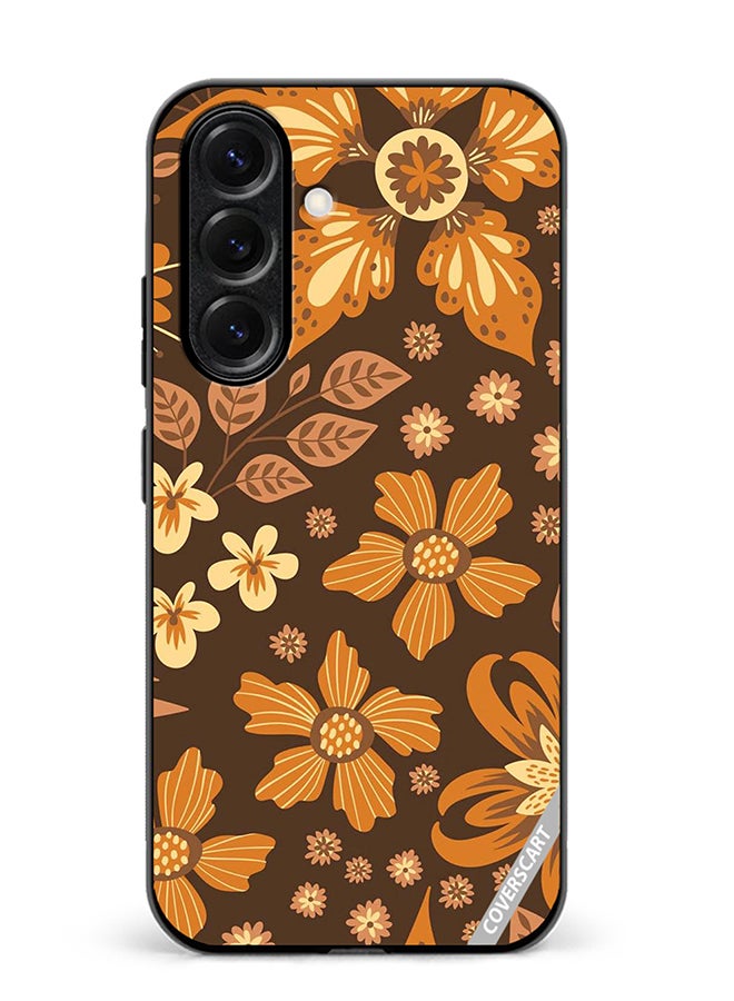 VR CREATIVE Protective Case Cover For Samsung Galaxy A56 Brown Flowers Design Multicolour