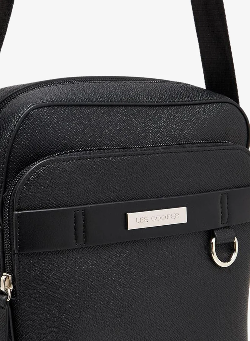 Lee Cooper BLACK Solid Crossbody Bag with Adjustable Strap for Men | Best Price UAE
