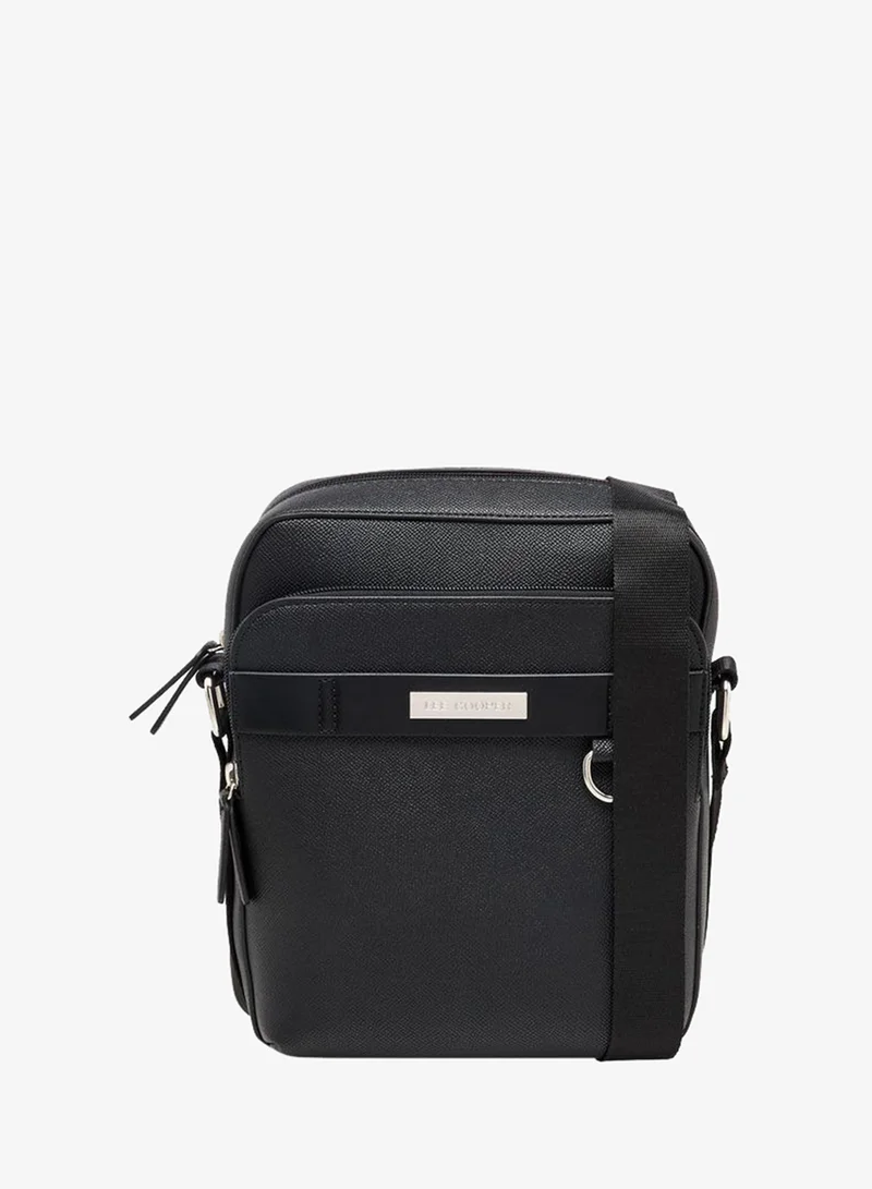 Solid Crossbody Bag with Adjustable Strap