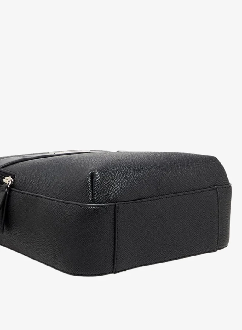 Lee Cooper BLACK Solid Crossbody Bag with Adjustable Strap for Men | Best Price UAE