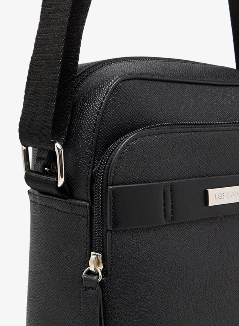 Lee Cooper BLACK Solid Crossbody Bag with Adjustable Strap for Men | Best Price UAE