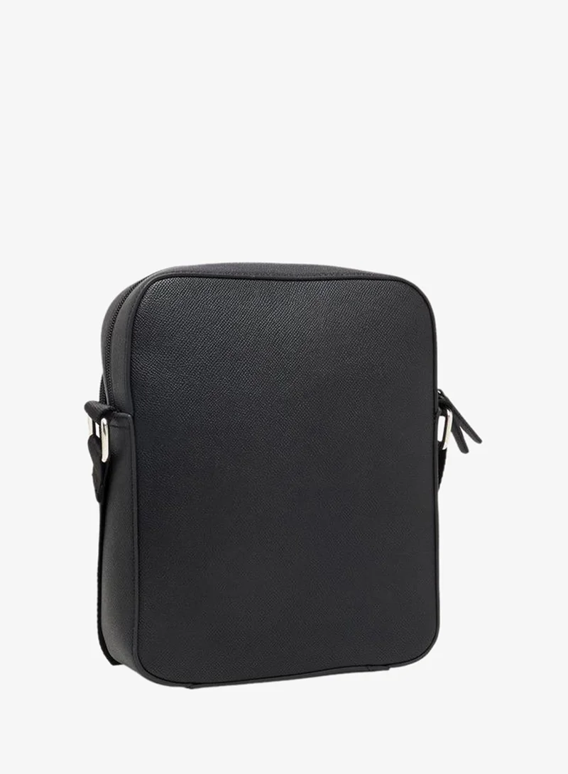 Lee Cooper BLACK Solid Crossbody Bag with Adjustable Strap for Men | Best Price UAE