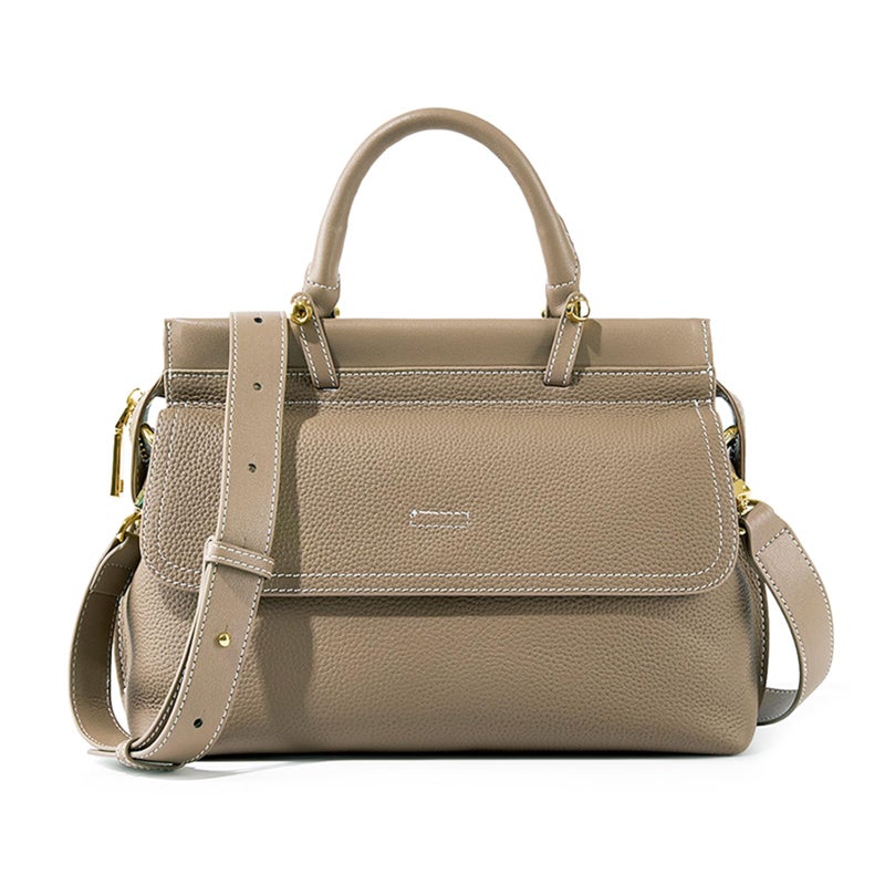 MoreFarther Genuine Leather Handbags for Women, Crossbody Handbags Large Capacity Shoulder Bags(Gray) - Image 1