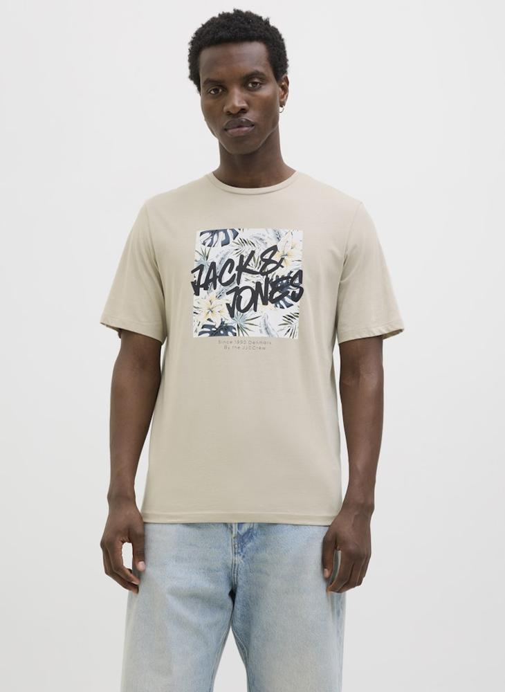 JACK & JONES Jjhawaii Hawaii Graphic Print Crew Neck T-Shirt  - Image 1