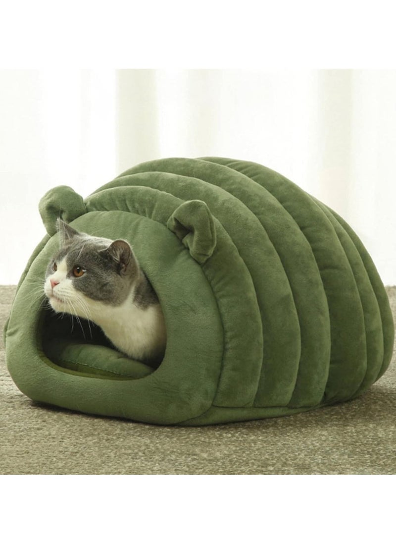 A.M - Indoor Warm Igloo Cat House, Caterpillar Shape Semi-enclosed Comfortable Soft Non-slip Orange Three-dimensional Cat House Removable Washable Inner Cushion Cat Bed - Image 1