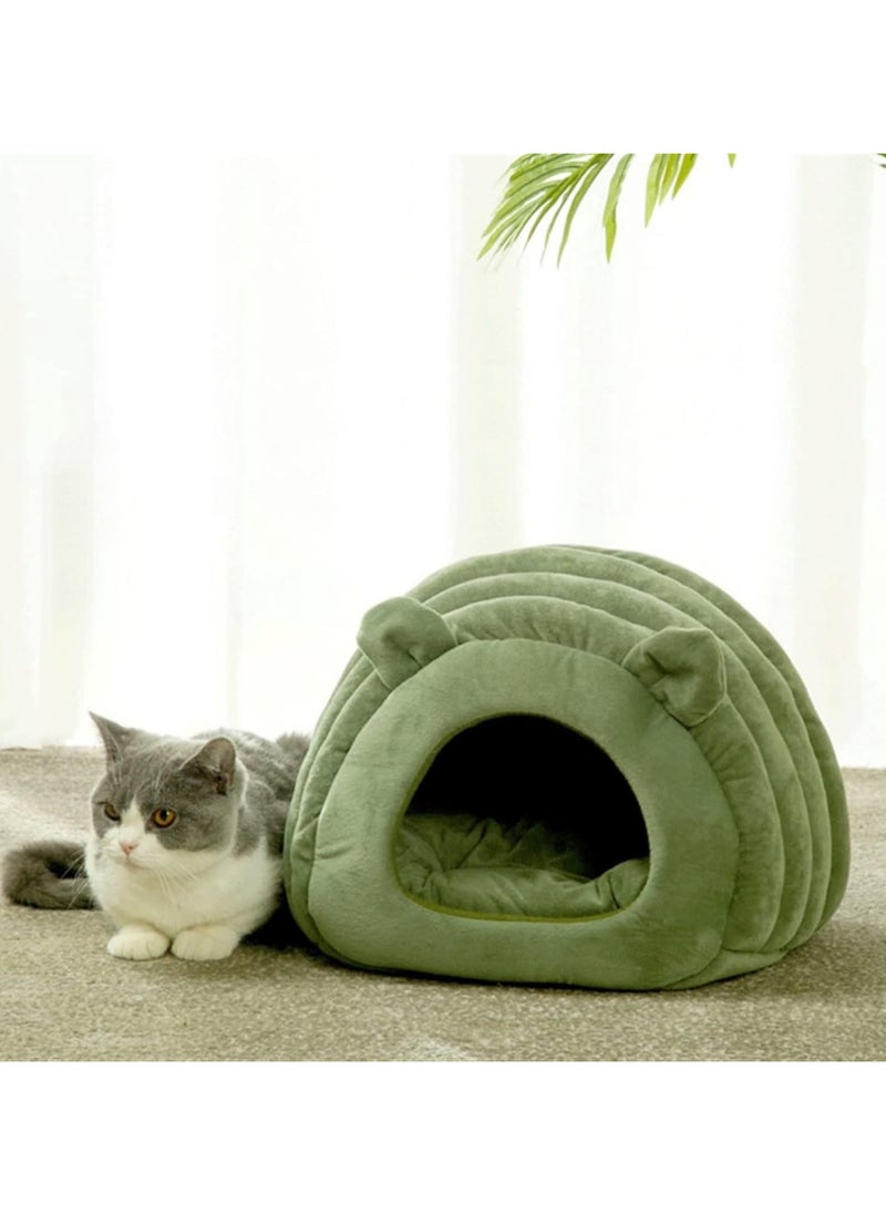 A.M - Indoor Warm Igloo Cat House, Caterpillar Shape Semi-enclosed Comfortable Soft Non-slip Orange Three-dimensional Cat House Removable Washable Inner Cushion Cat Bed - Image 1