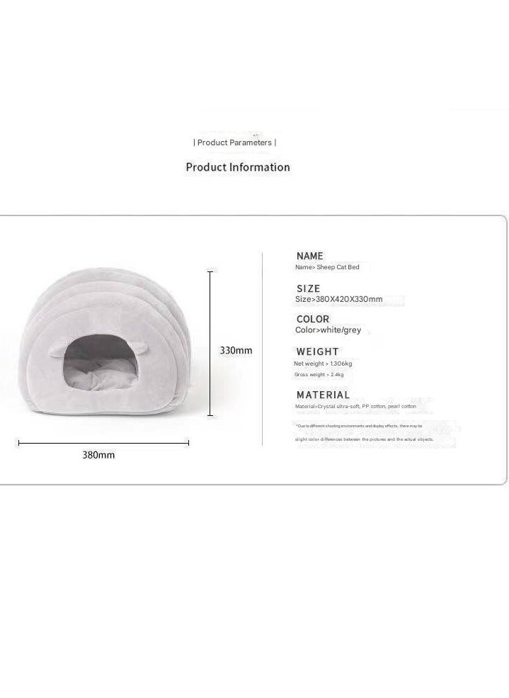 A.M - Indoor Warm Igloo Cat House, Caterpillar Shape Semi-enclosed Comfortable Soft Non-slip Orange Three-dimensional Cat House Removable Washable Inner Cushion Cat Bed - Image 1
