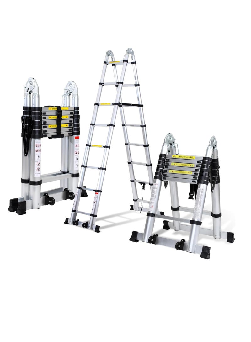 Aluminum telescopic folding ladder, non-slip aluminum ladder, multi-function ladder, 5-meter extension ladder with a load capacity of 150 kg - Image 1