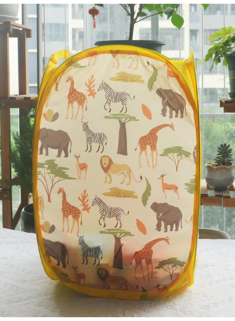 Foldable Toy Storage Basket Large Fabric Storage Bin With Spacious Capacity For Organizing Kids’ Toys And Laundry Cute Animal Design Suitable For Children’s Bedrooms Playrooms And Nurseries - Image 2